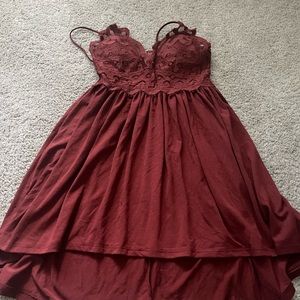 Burgundy top with lace in the front